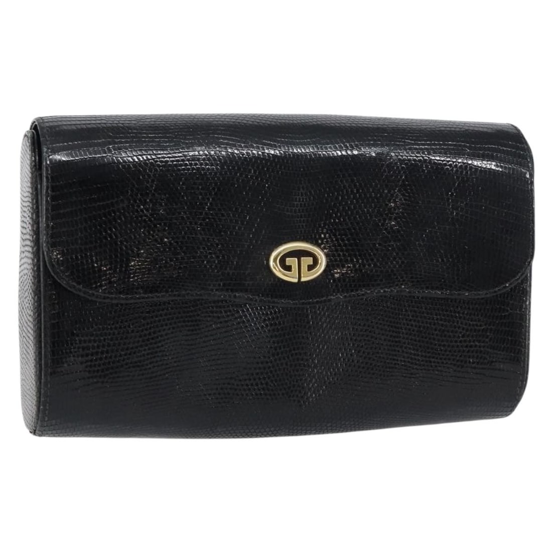 GUCCI Black Gold Embossed Leather Clutch Bag Authentic Italy (1 of 18)