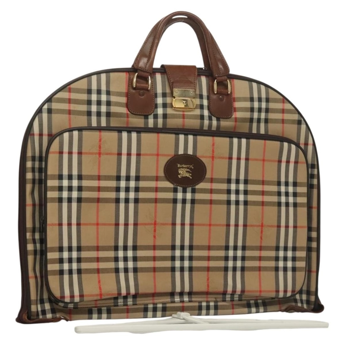 Burberrys Nova Check Garment Cover Beige Gold Canvas Authentic: Burberrys Nova Check Garment Cover Beige Gold Canvas Authentic This Burberrys Nova Check Garment Cover is crafted from durable canvas in a stylish beige and gold color scheme. Measuring approximately