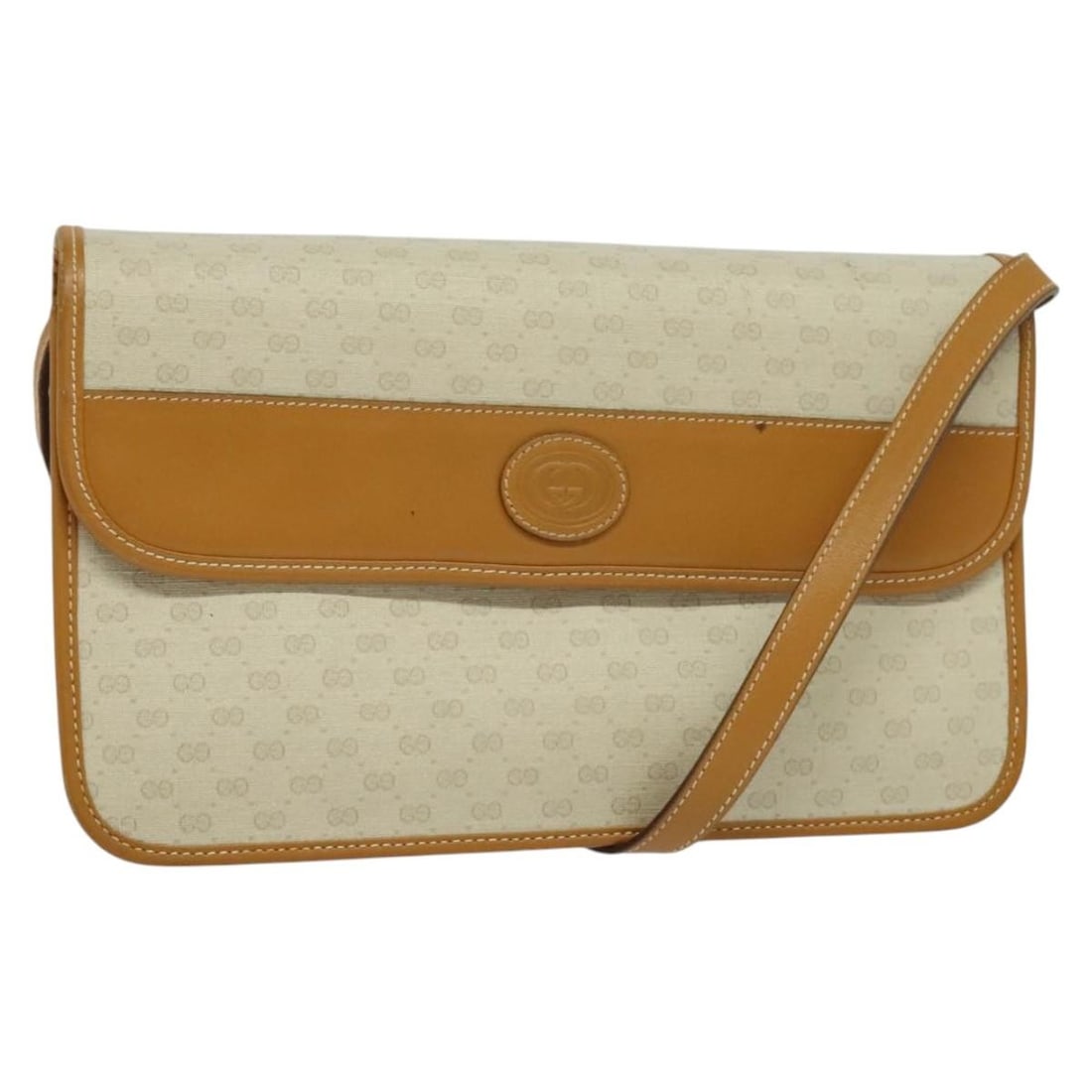 GUCCI Micro GG Supreme Beige Gold Shoulder Bag PVC Auth 004 904 0261: GUCCI Micro GG Supreme Beige Gold Shoulder Bag PVC Auth 004 904 0261 This authentic GUCCI Micro GG Supreme Shoulder Bag showcases a stylish blend of beige PVC leather and gold accents, making it a chi