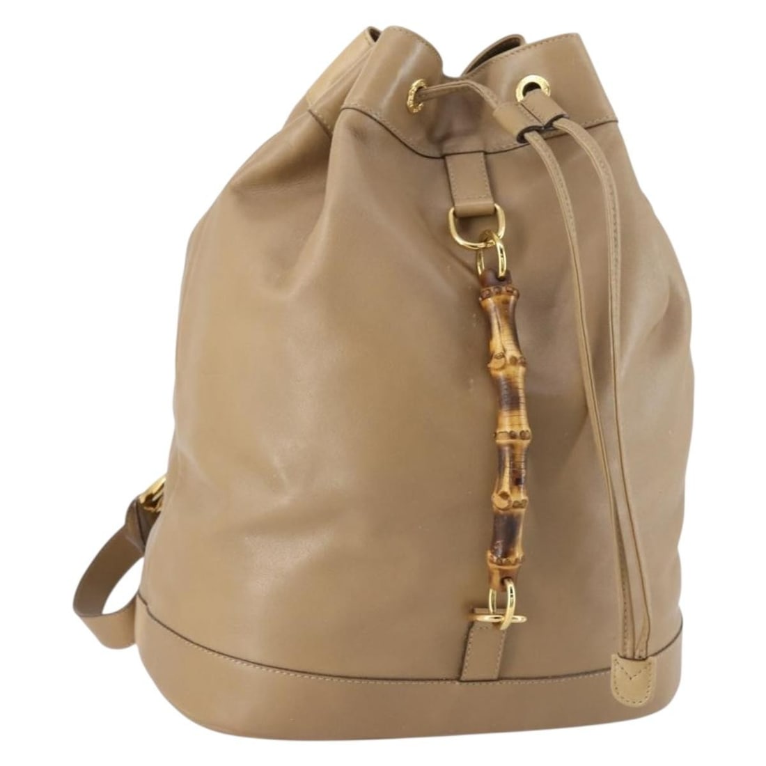 GUCCI Bamboo Leather Backpack Beige Gold 003 2855 0043 0 Auth (1 of 18)