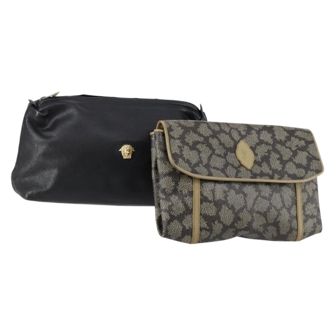 Gianni Versace Black Beige PVC Leather Clutch Bag Set Authentic (1 of 15)
