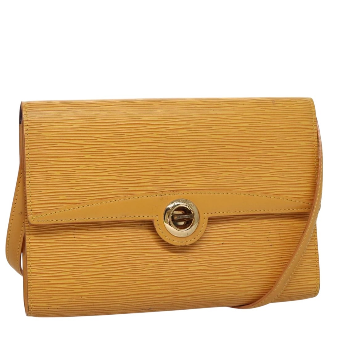 LOUIS VUITTON Epi Arsch Shoulder Bag Yellow M52579 Made in France: LOUIS VUITTON Epi Arsch Shoulder Bag Yellow M52579 Made in France This elegant Louis Vuitton Epi Arsch Shoulder Bag is crafted from durable Epi leather in a vibrant yellow color. Designed for style an