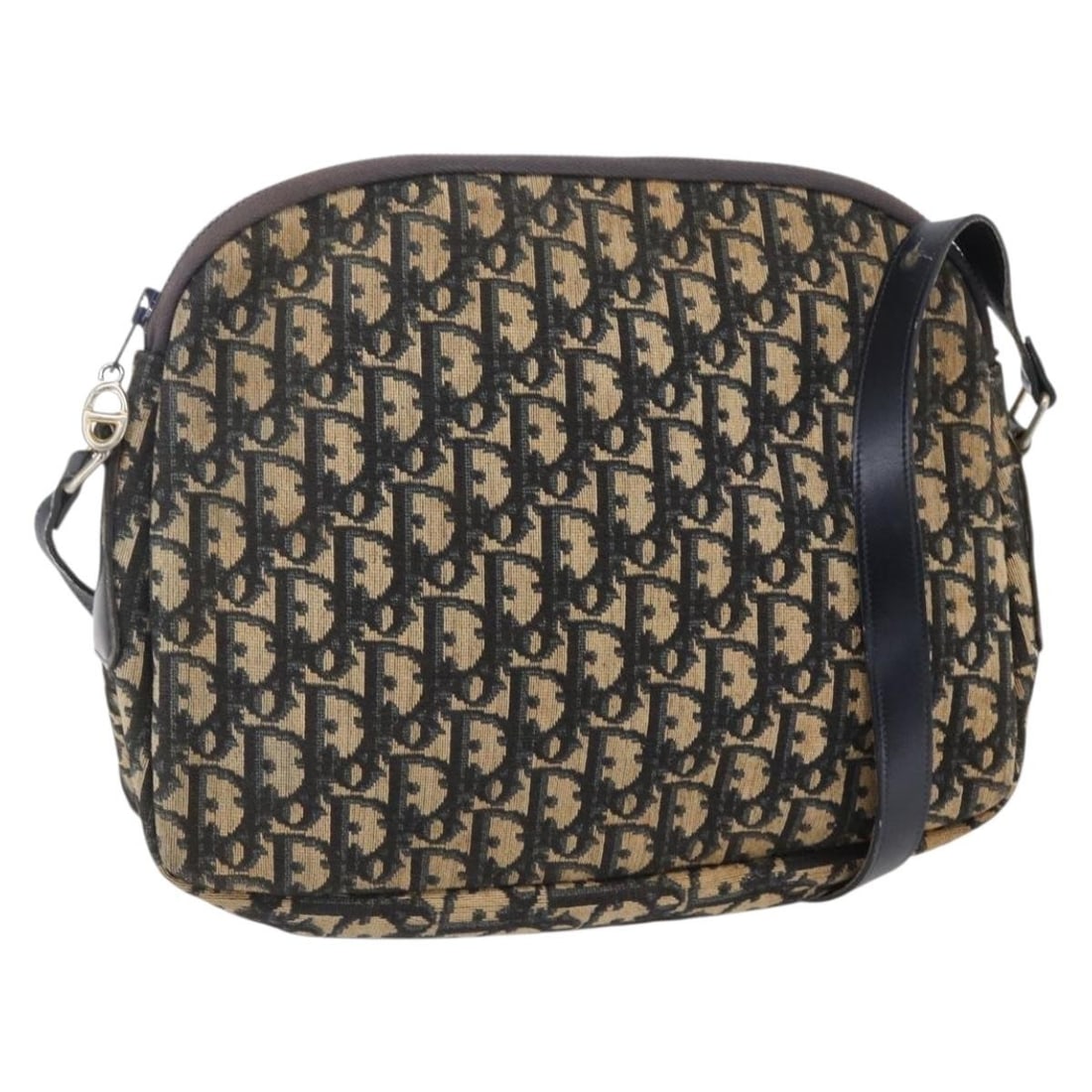 Christian Dior Navy Gold Trotter Canvas Shoulder Bag Auth 147085: Christian Dior Navy Gold Trotter Canvas Shoulder Bag Auth 147085 This elegant Christian Dior Trotter Canvas Shoulder Bag features a stylish navy and gold color scheme that embodies luxury and sophisti