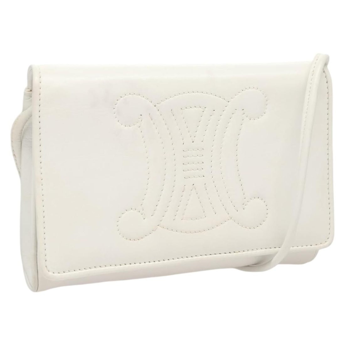 CELINE Leather Shoulder Bag White Gold Made in Italy BA2447 (1 of 18)