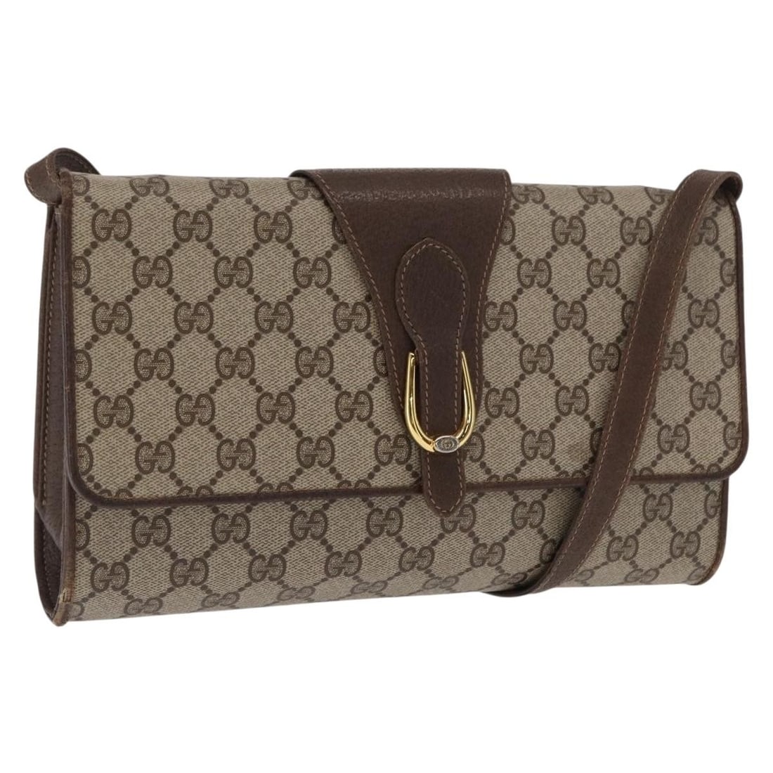 Beige GG Supreme Shoulder Bag by Gucci PVC Leather Model 904 02 050: Beige GG Supreme Shoulder Bag by Gucci PVC Leather Model 904 02 050 This is a Gucci GG Supreme shoulder bag crafted from beige and gold PVC leather with GG canvas accents. The bag features a structure