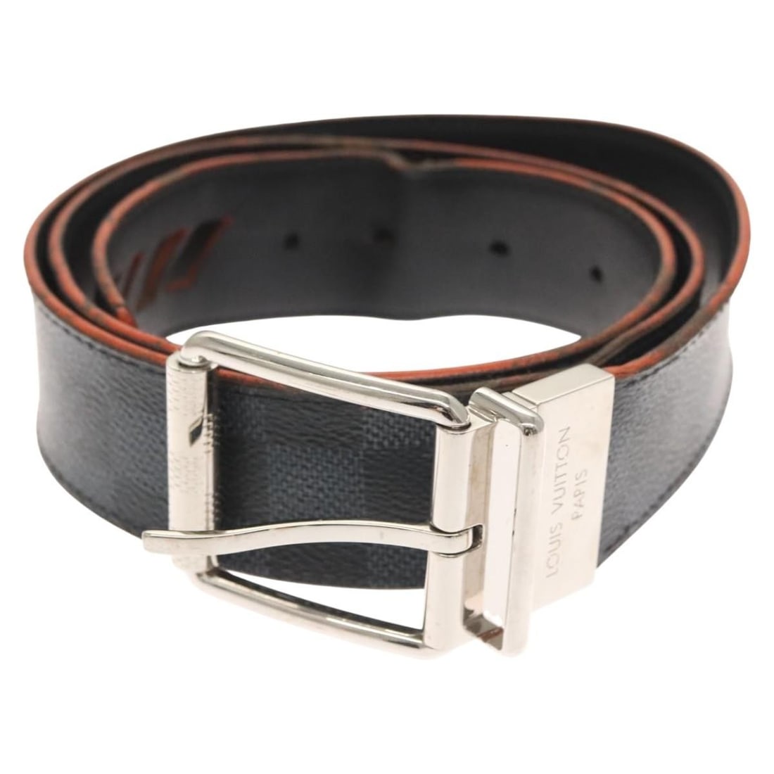 LOUIS VUITTON Damier Cobalt Belt M0156 Auth Spain 1.4in (1 of 11)