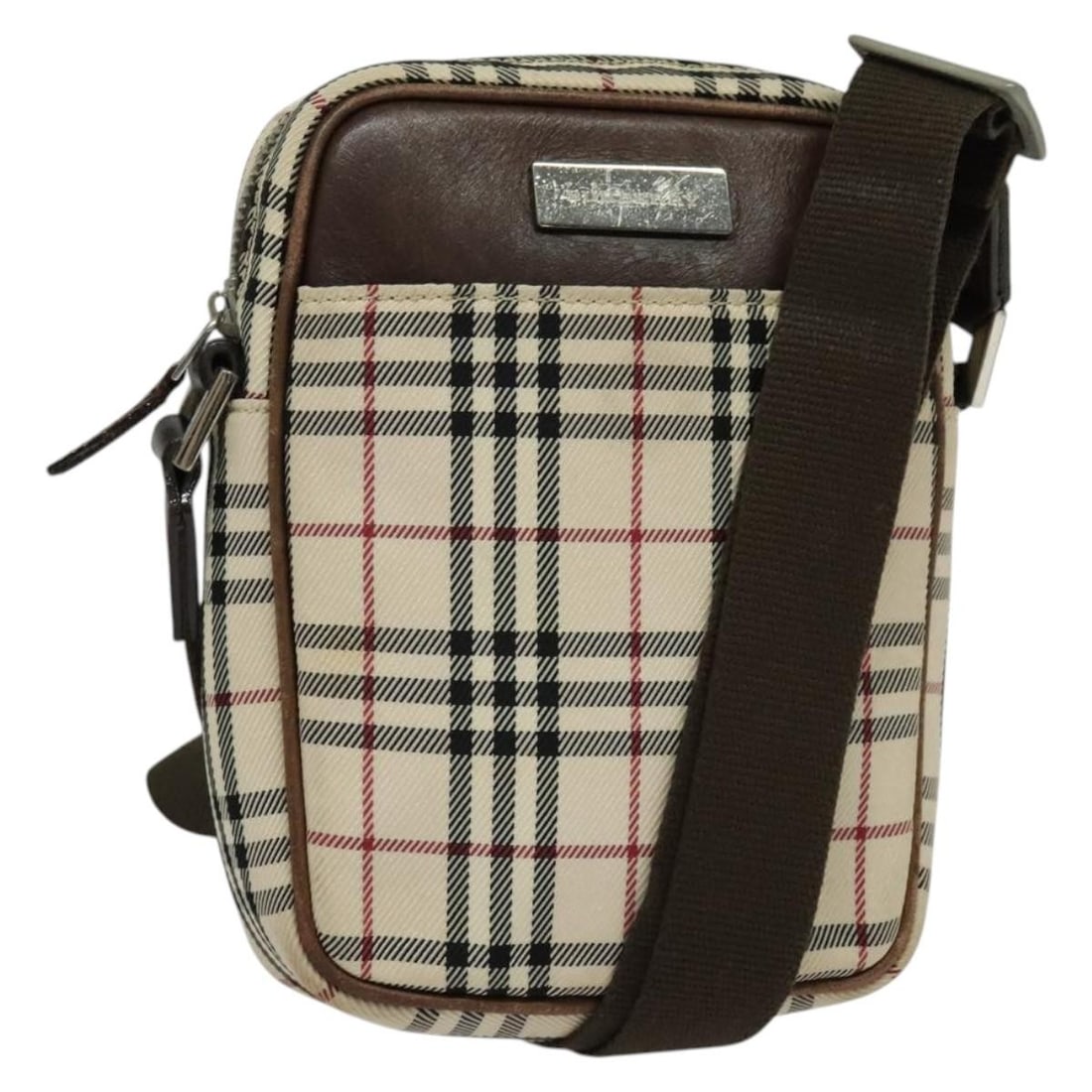 Burberry Nova Check Beige Silver Canvas Shoulder Bag Auth: Burberry Nova Check Beige Silver Canvas Shoulder Bag Auth This Burberry Nova Check Shoulder Bag is a stylish accessory crafted from durable canvas in a sophisticated beige and silver color combination
