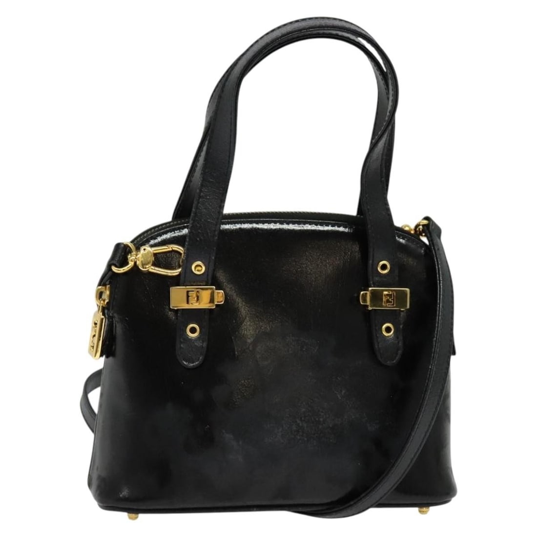 FENDI Black Gold Enamel Hand Bag 2-Way Made in Italy: FENDI Black Gold Enamel Hand Bag 2-Way Made in Italy This FENDI Hand Bag showcases a chic combination of black and gold enamel, expertly crafted in Italy. The stylish 2-way design allows for versatile