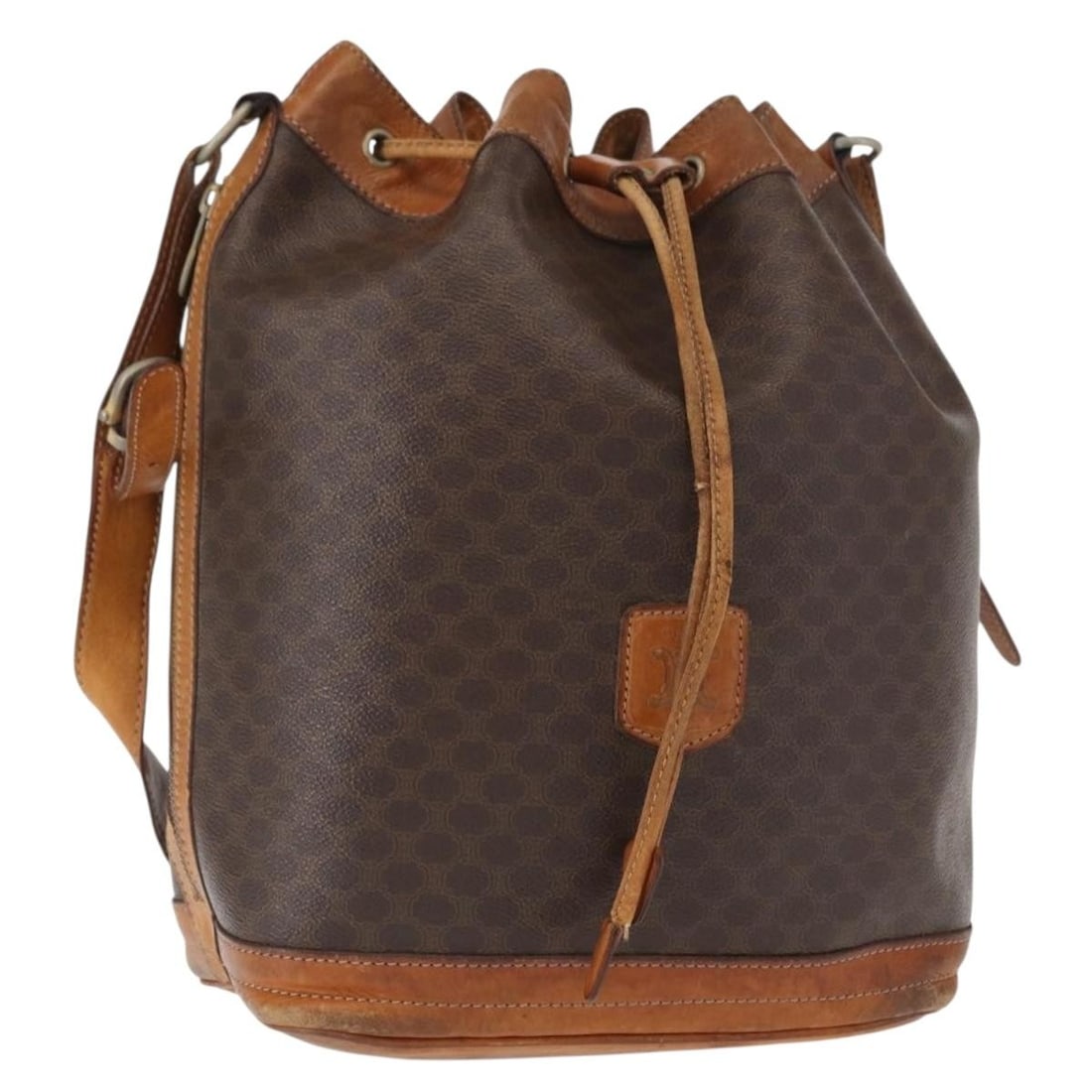 CELINE Macadam Canvas Brown Gold Shoulder Bag PVC Leather Italy (1 of 18)