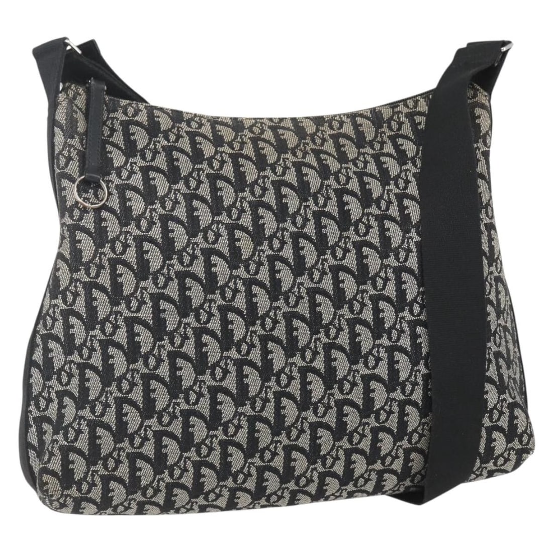 Christian Dior Trotter Canvas Shoulder Bag Black Silver Auth 156004 (1 of 18)