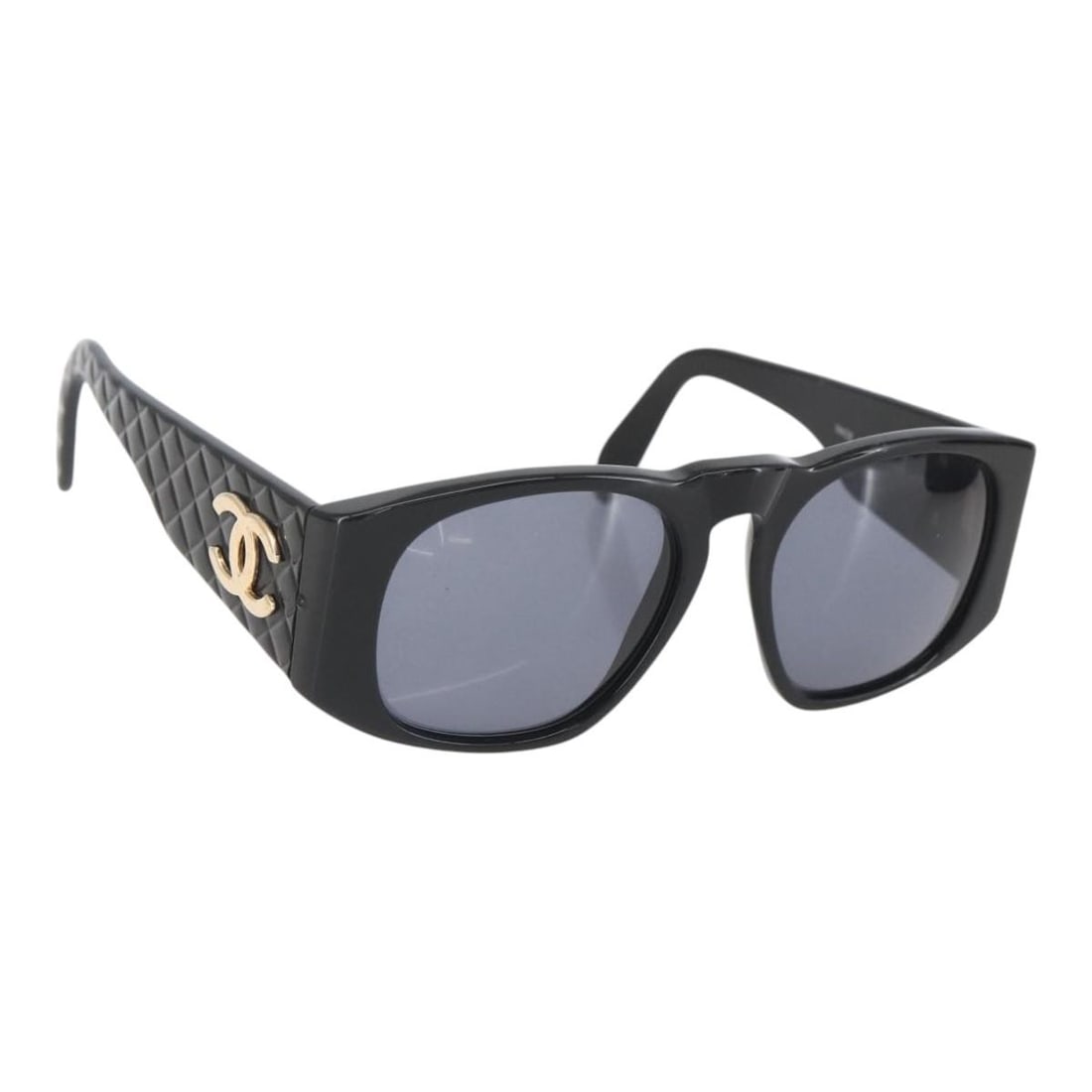 CHANEL Black Plastic Sunglasses with Case Auth 159755 Italy (1 of 11)