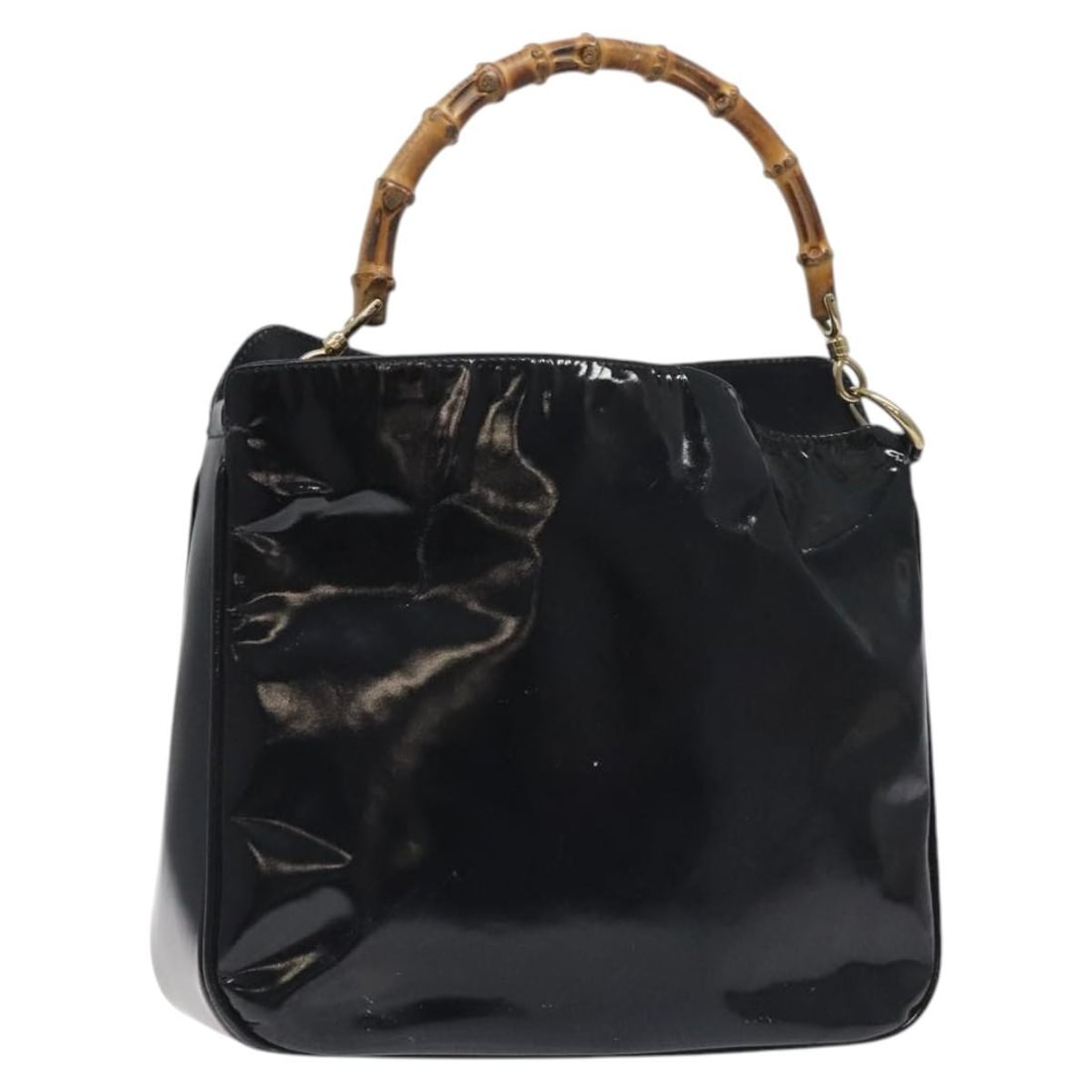 GUCCI Bamboo Hand Bag Enamel Black Gold 001 1014 1638 0 Authentic: GUCCI Bamboo Hand Bag Enamel Black Gold 001 1014 1638 0 Authentic This authentic GUCCI Bamboo Hand Bag features a striking black and gold enamel exterior, embodying luxury and style. Designed for vers