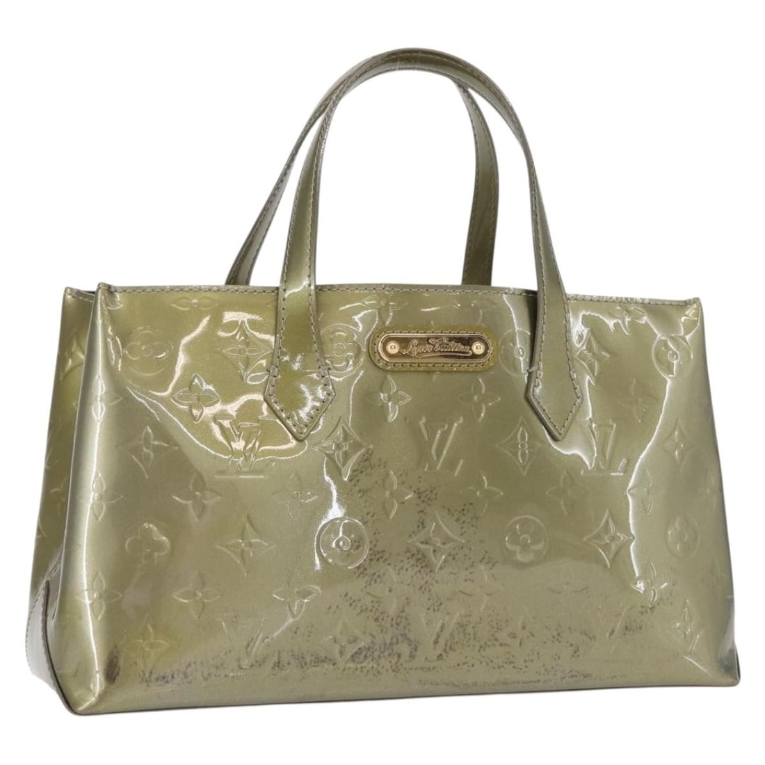 LOUIS VUITTON Monogram Vernis Wilshire PM Handbag Gris Art Deco M91627 Auth: LOUIS VUITTON Monogram Vernis Wilshire PM Handbag Gris Art Deco M91627 Auth This authentic Louis Vuitton Monogram Vernis Wilshire PM Hand Bag in Gris Art Deco is a stylish accessory that showcases the