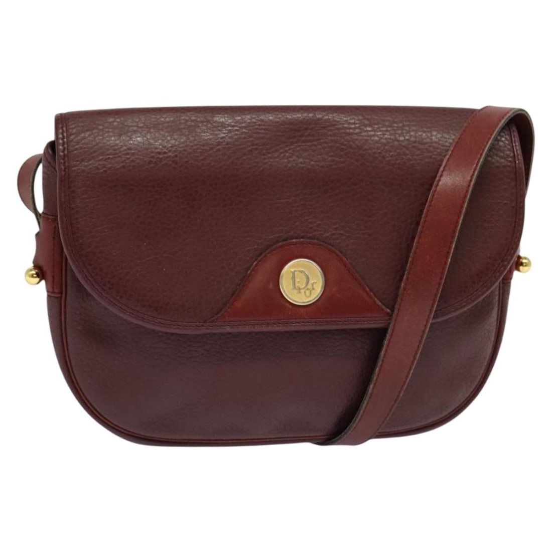 Christian Dior Bordeaux Leather Shoulder Bag Gold Accents Made in France: Christian Dior Bordeaux Leather Shoulder Bag Gold Accents Made in France This elegant Christian Dior shoulder bag is crafted from high-quality leather in a rich bordeaux color, accented with gold hard