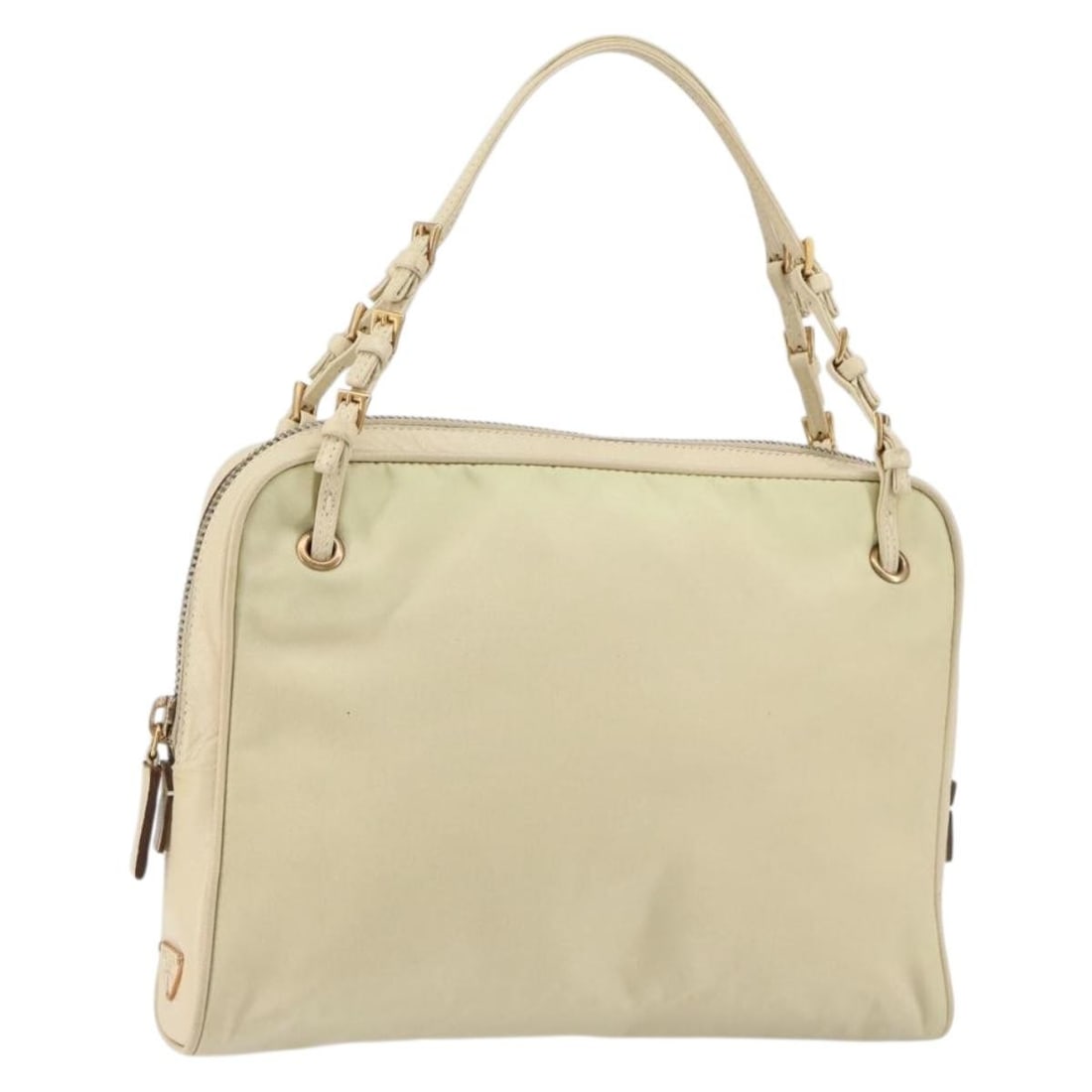 PRADA Beige Gold Nylon Hand Bag Italy Auth AR13842 (1 of 18)