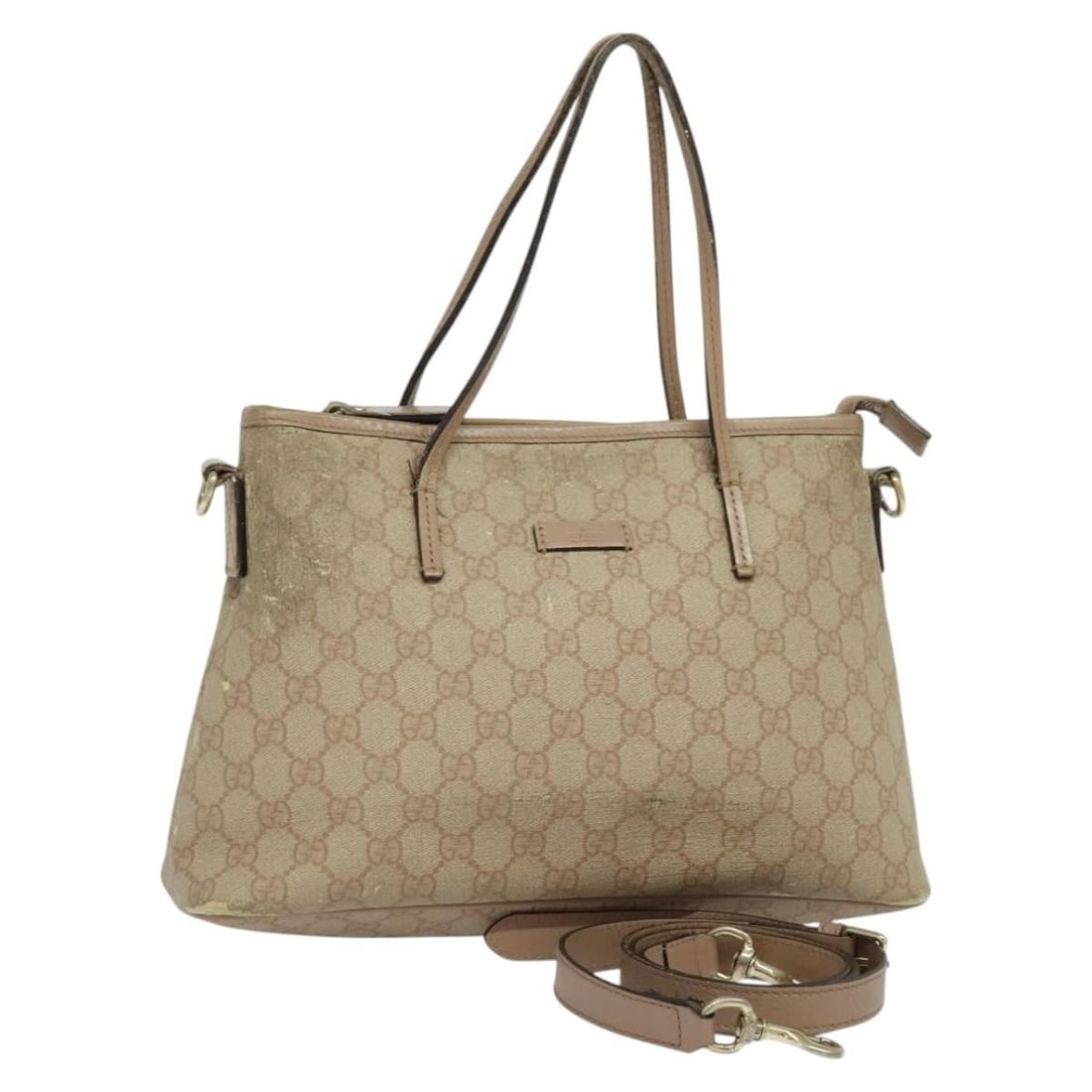 GUCCI GG Supreme 2-Way Hand Bag Pink PVC Italy Auth 353440: GUCCI GG Supreme 2-Way Hand Bag Pink PVC Italy Auth 353440 Elevate your accessory collection with this authentic GUCCI GG Supreme Hand Bag, crafted in Italy from durable PVC leather. This stylish pink