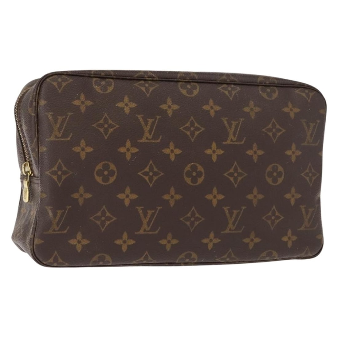 Louis Vuitton Monogram Canvas Trousse Toilette 28 Clutch Bag M47522 France: Louis Vuitton Monogram Canvas Trousse Toilette 28 Clutch Bag M47522 France This Louis Vuitton Monogram Trousse Toilette 28 clutch bag features the iconic monogram canvas exterior in classic brown tone