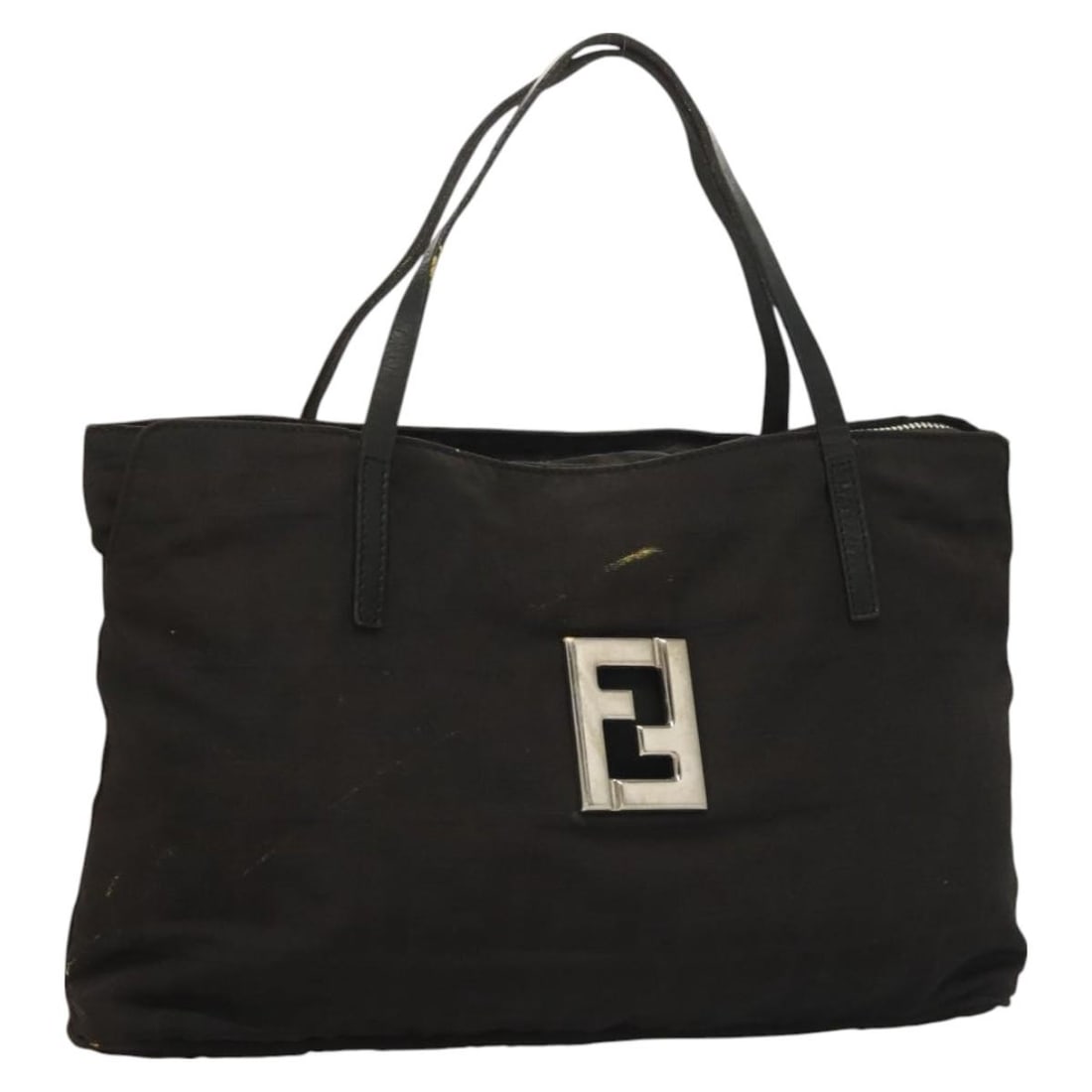 FENDI Zucca Canvas Hand Bag Black Silver Made in Italy: FENDI Zucca Canvas Hand Bag Black Silver Made in Italy This authentic FENDI Zucca Canvas Hand Bag showcases a stylish blend of black and silver nylon, perfect for adding a chic touch to any outfit. It
