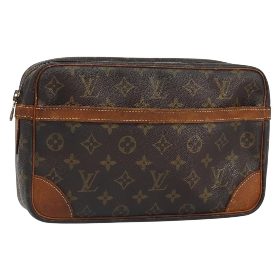 Monogram Canvas Compiegne 28 Clutch by Louis Vuitton M51845 France: Monogram Canvas Compiegne 28 Clutch by Louis Vuitton M51845 France This Louis Vuitton Compiegne 28 clutch bag features the signature Monogram canvas exterior and is crafted in France. The bag has a cl