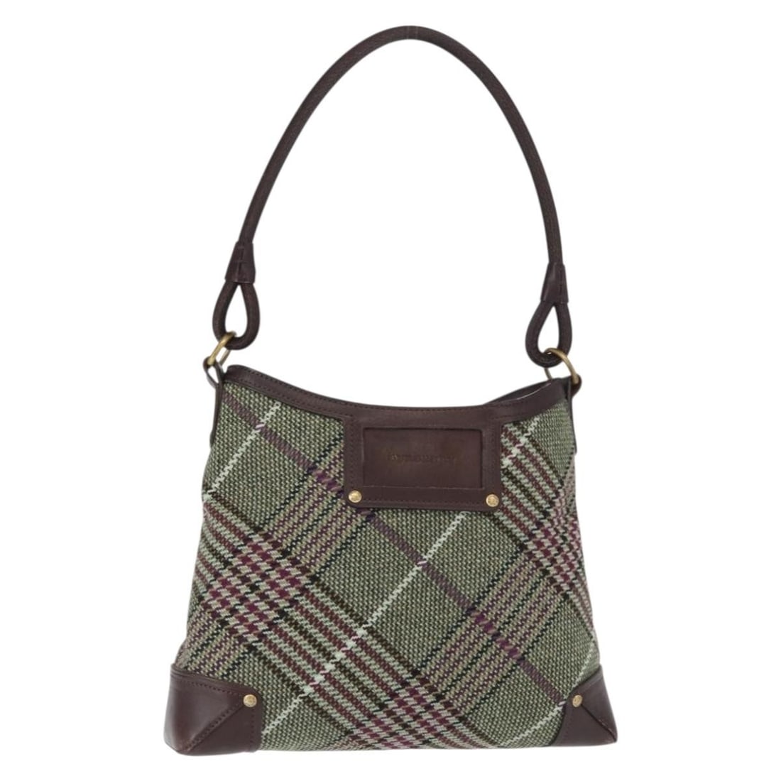 BURBERRY Nova Check Green Gold Wool Shoulder Bag BA8917 (1 of 18)
