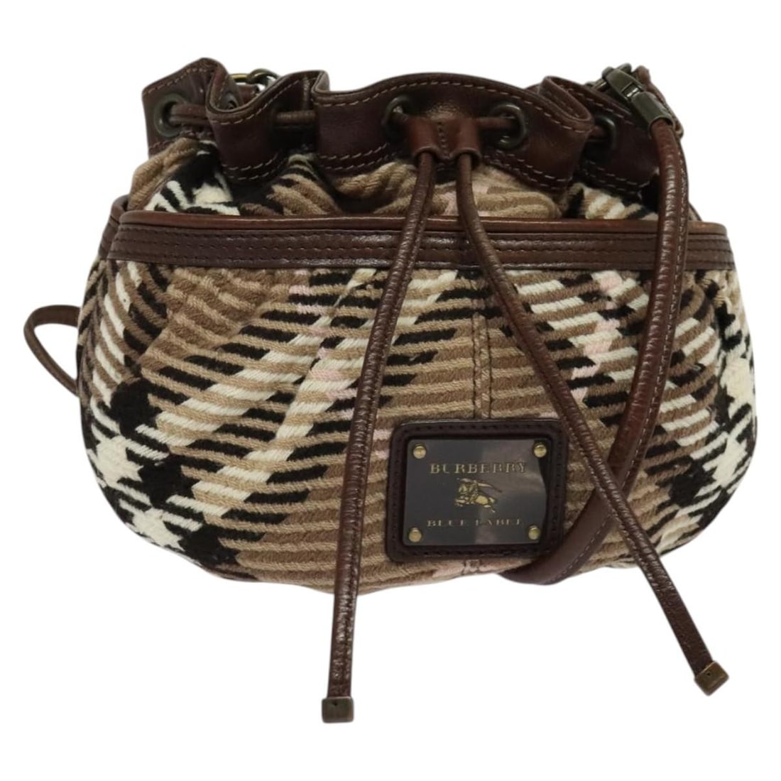 Burberry Nova Check Brown Wool Shoulder Bag Made in Japan: Burberry Nova Check Brown Wool Shoulder Bag Made in Japan This Burberry Nova Check Blue Label Shoulder Bag is a stylish accessory crafted from luxurious wool in a rich brown hue. Designed for comfort