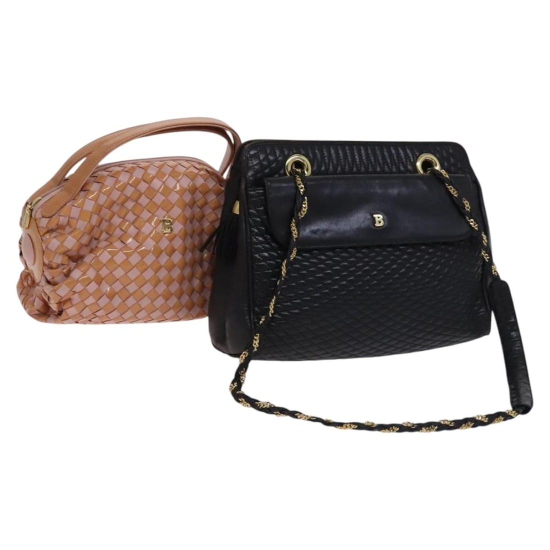 BALLY Quilted Chain Shoulder Bag Leather Brown Beige Set of 2 (1 of 17)