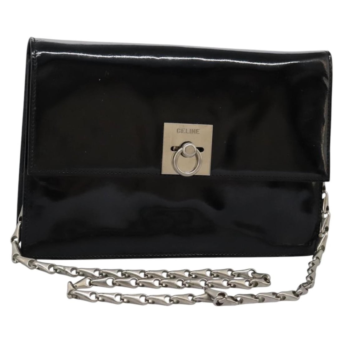 Authentic CELINE Black Silver Enamel Chain Shoulder Bag ar13323 (1 of 18)