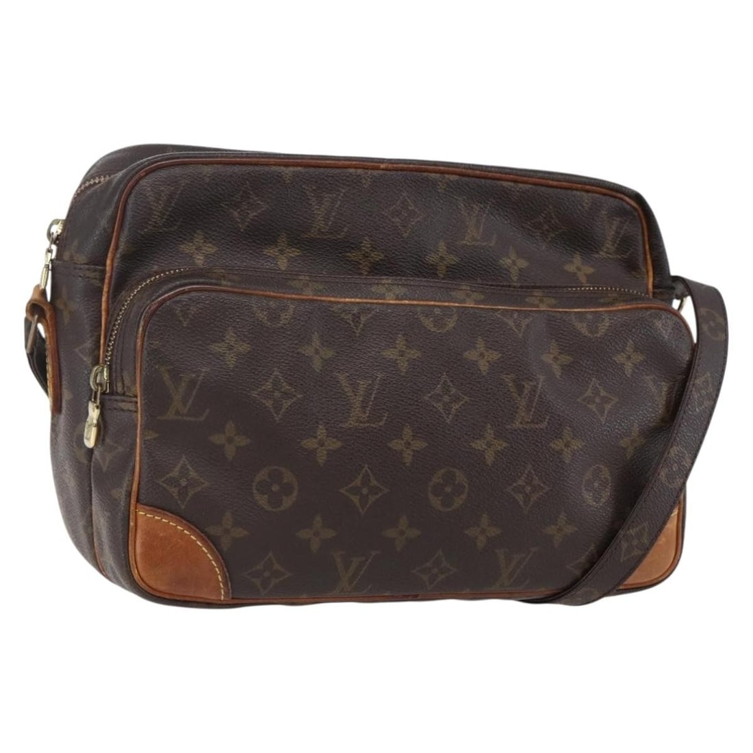 LOUIS VUITTON Monogram Nile Shoulder Bag M45244 Auth France: LOUIS VUITTON Monogram Nile Shoulder Bag M45244 Auth France This authentic Louis Vuitton Monogram Nile Shoulder Bag (M45244) is a stylish accessory crafted from durable monogram canvas. The bag featur