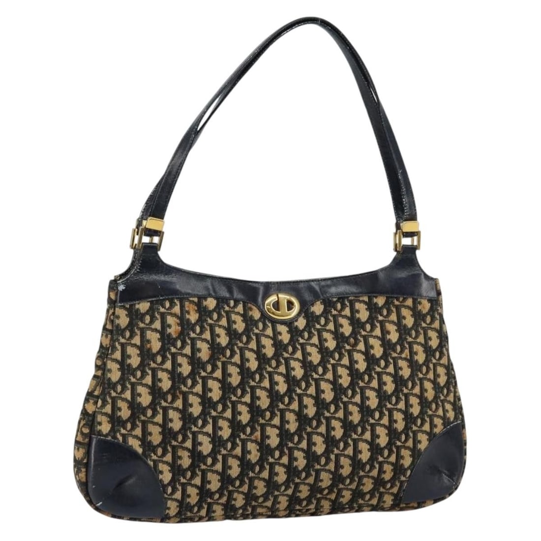 Christian Dior Trotter Canvas Navy Shoulder Bag Made in France: Christian Dior Trotter Canvas Navy Shoulder Bag Made in France This Christian Dior Trotter Canvas Shoulder Bag is a stylish accessory that showcases timeless elegance. Crafted in France, it features a