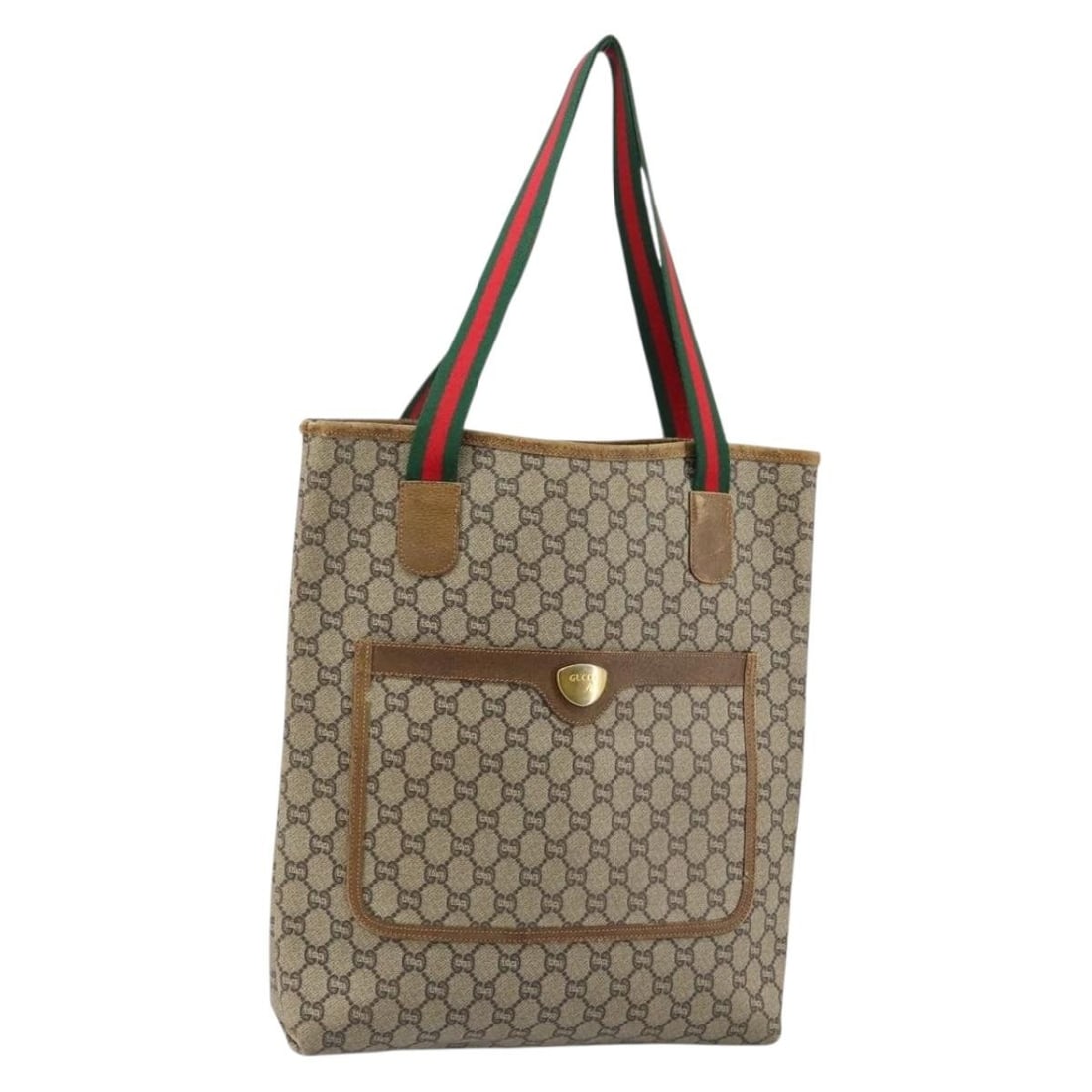 GUCCI GG Plus Supreme Sherry Tote Bag Beige Gold PVC Made in Italy (1 of 18)