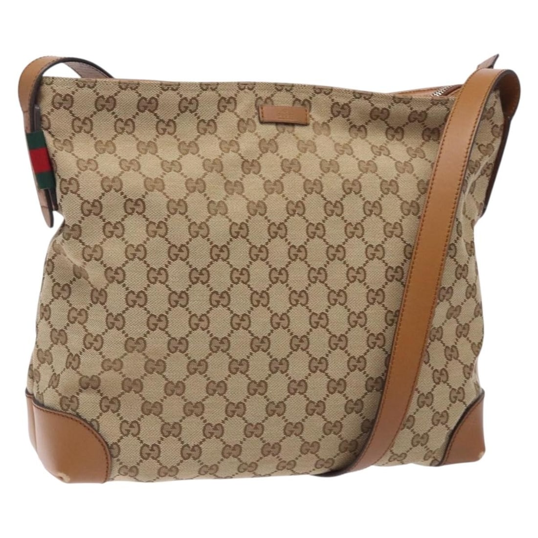 GUCCI GG Canvas Sherry Line Shoulder Bag Beige Silver 308930 Authentic (1 of 18)