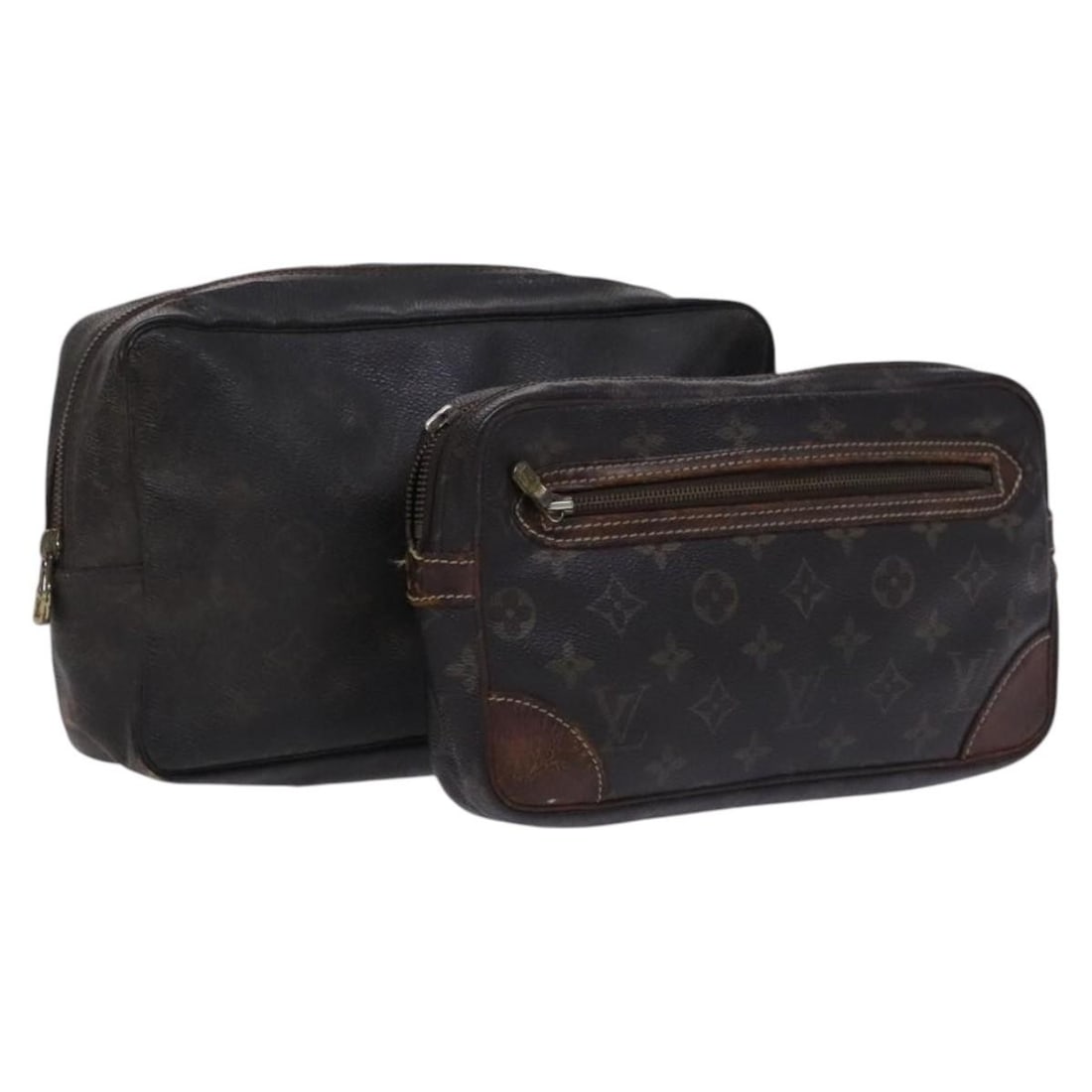 LOUIS VUITTON Monogram Clutch Bag Set of 2 Authentic: LOUIS VUITTON Monogram Clutch Bag Set of 2 Authentic This authentic LOUIS VUITTON Monogram Clutch Bag is a stylish accessory crafted from durable Monogram Canvas. The bag features the iconic Monogram