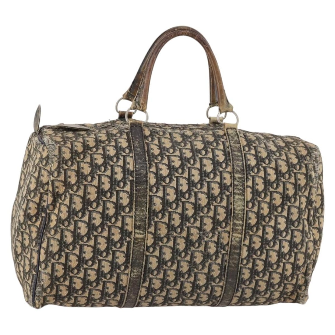 Christian Dior Navy Silver Trotter Canvas Boston Bag Auth 142424 (1 of 18)