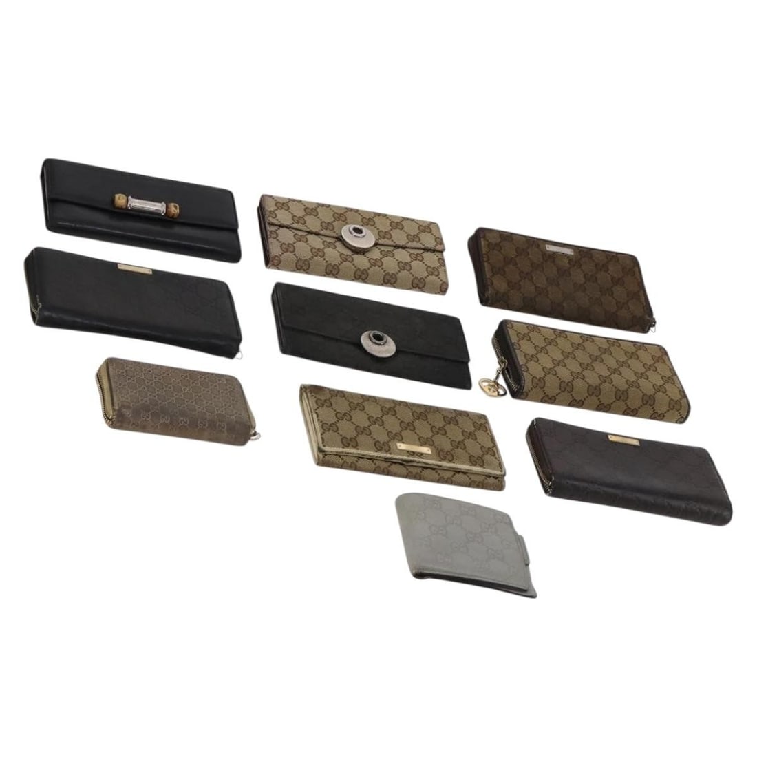 GUCCI GG Canvas Wallet Set Leather Beige Black Authentic CB131 (1 of 18)