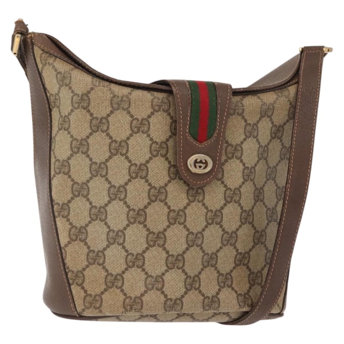 GUCCI GG Supreme Sherry Line Shoulder Bag Beige Gold PVC 40 02 081 Auth: GUCCI GG Supreme Sherry Line Shoulder Bag Beige Gold PVC 40 02 081 Auth Elevate your accessory collection with this GUCCI GG Supreme Web Sherry Line Bag, a stylish shoulder bag crafted from durable PV