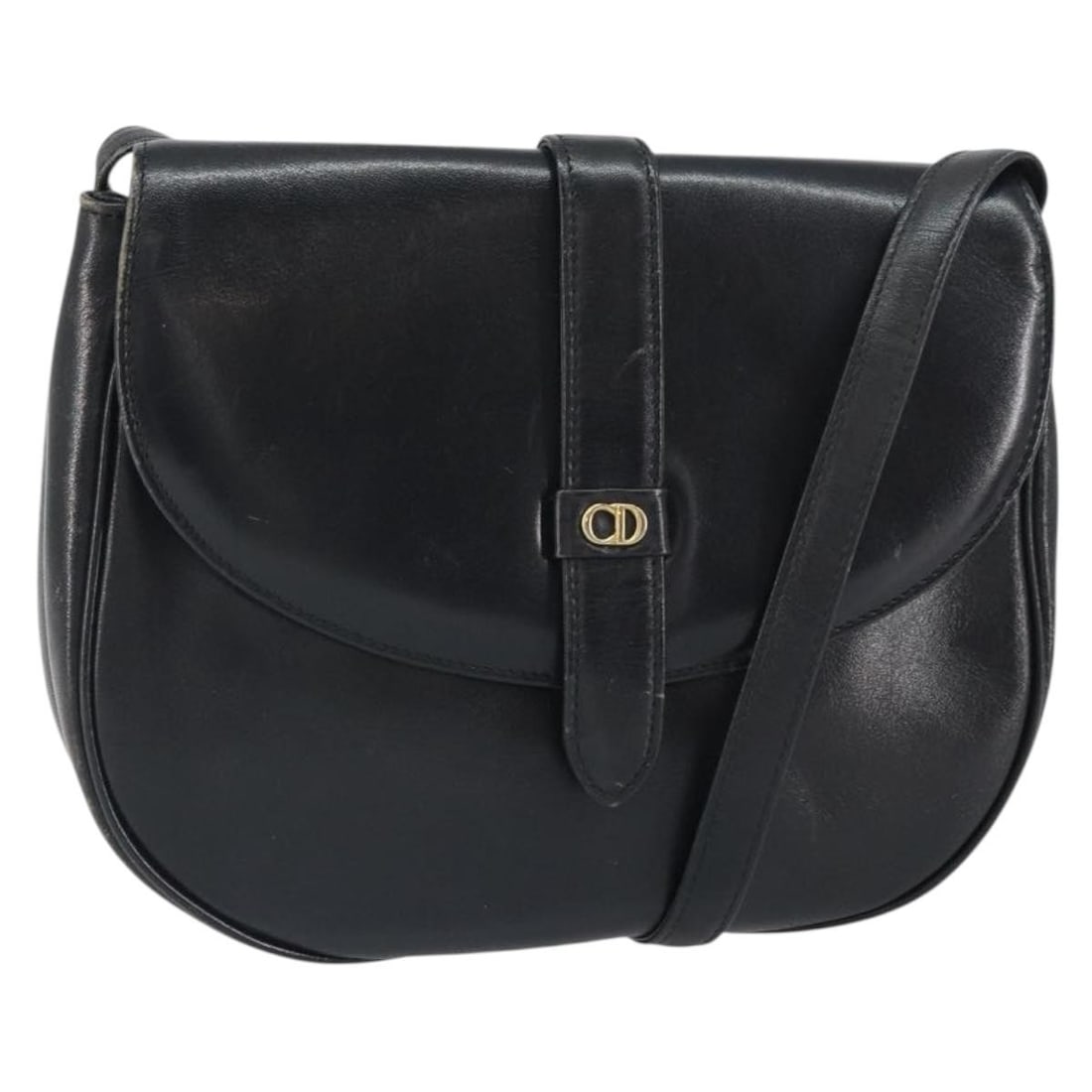 Christian Dior Black Leather Gold Accent Shoulder Bag (1 of 18)