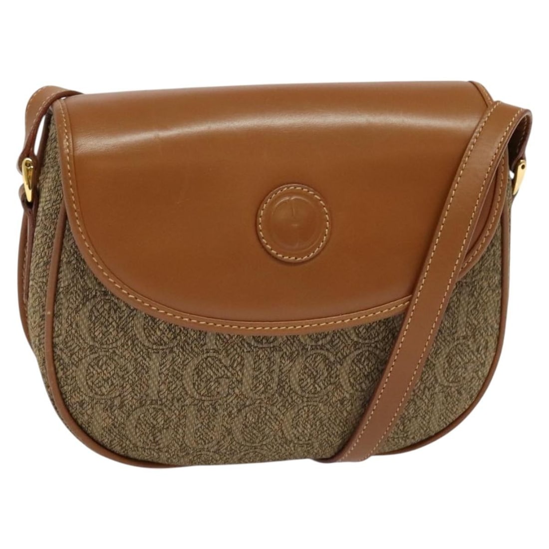 Authentic GUCCI 007 14 0074 Leather Shoulder Bag Brown Gold (1 of 18)