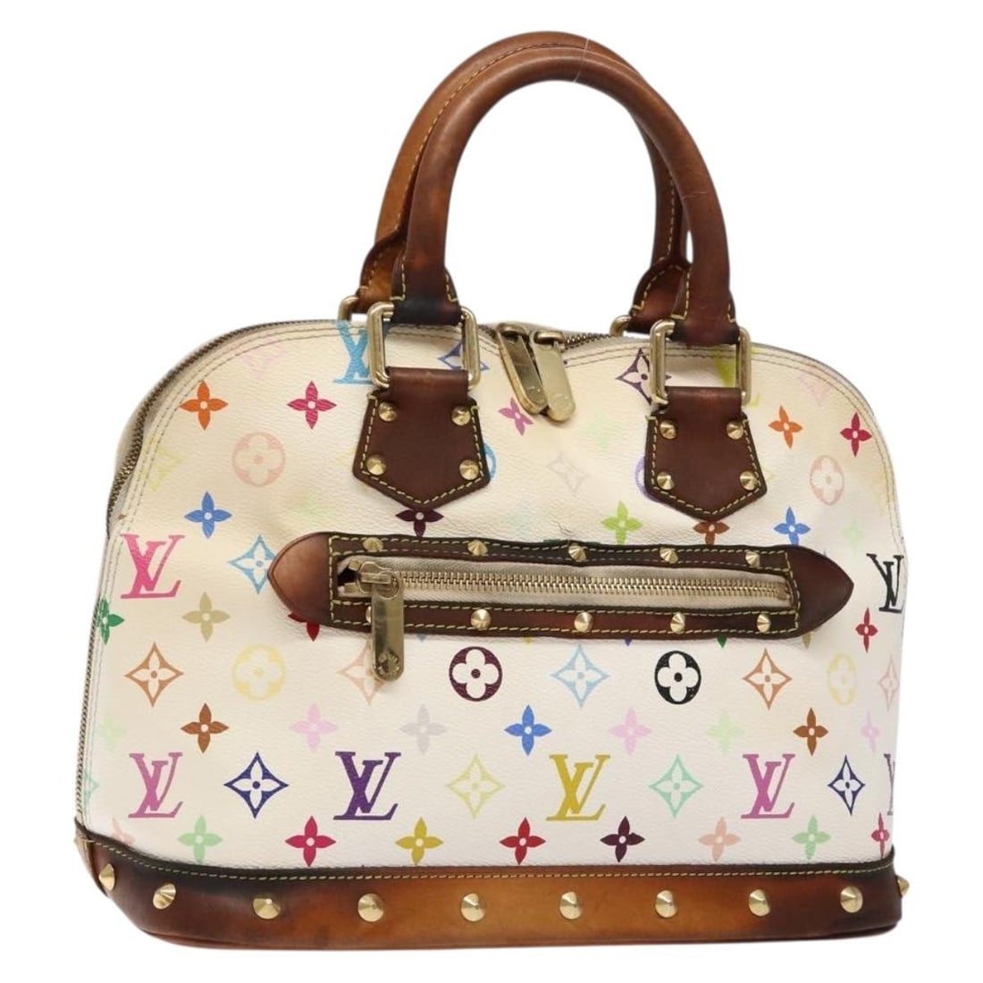 LOUIS VUITTON Multicolor Alma Hand Bag White M92647 Authentic (1 of 18)