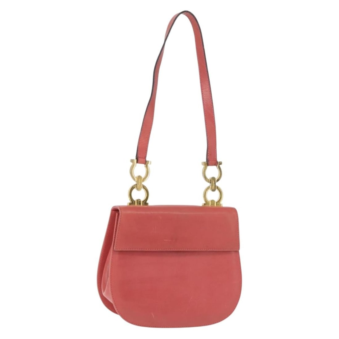 Salvatore Ferragamo Pink Gold Gancini Leather Shoulder Bag Auth 148179: Salvatore Ferragamo Pink Gold Gancini Leather Shoulder Bag Auth 148179 This Salvatore Ferragamo Gancini Shoulder Bag is a stylish accessory crafted from quality leather in a chic pink and gold color c