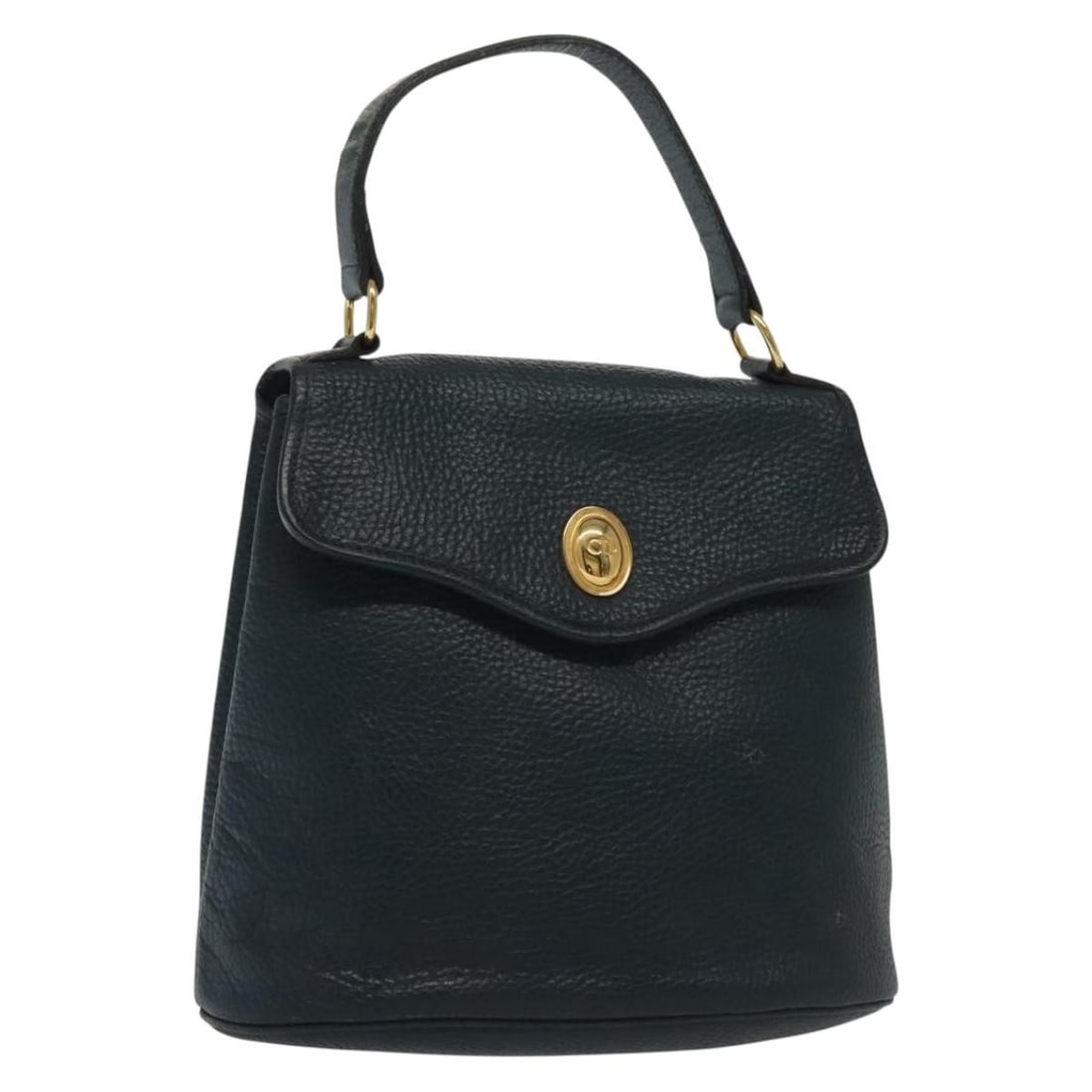 Christian Dior Navy Gold Leather 2-Way Hand Bag Made in France: Christian Dior Navy Gold Leather 2-Way Hand Bag Made in France This authentic Christian Dior hand bag is crafted from high-quality leather and features a stylish navy and gold color combination. Measu