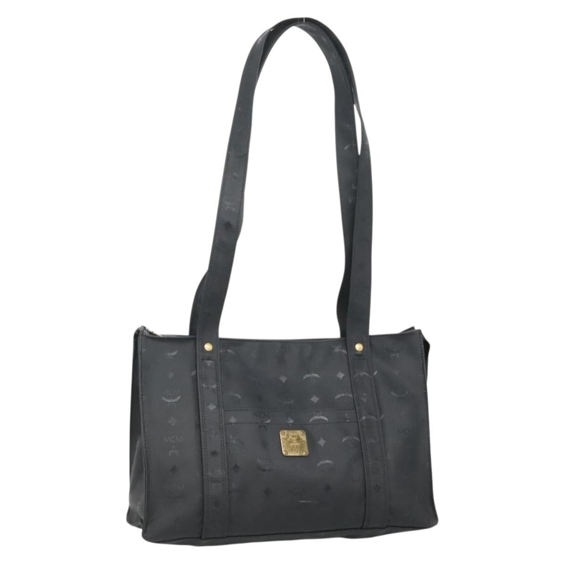 MCM Logogram Vicetos Black Gold PVC Tote Shoulder Bag Auth 131900 (1 of 18)