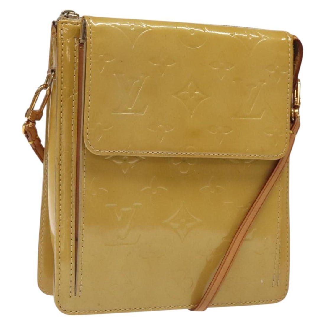 LOUIS VUITTON Monogram Vernis Beige Accessory Pouch M91136 Auth: LOUIS VUITTON Monogram Vernis Beige Accessory Pouch M91136 Auth This Louis Vuitton Monogram Vernis Motto Accessory Pouch in Beige is a stylish and functional piece crafted from high-quality patent lea