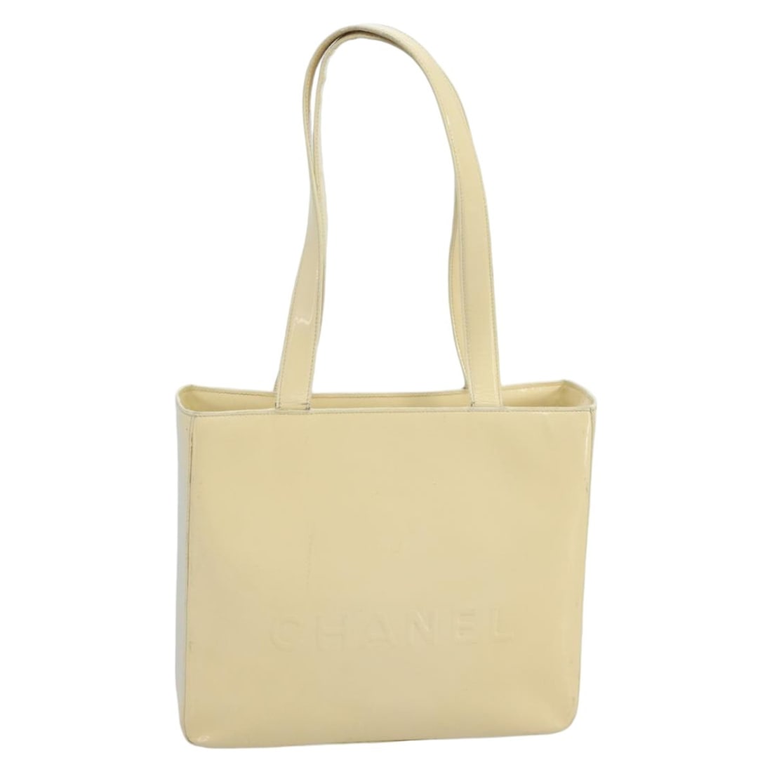 CHANEL White Enamel Tote Bag with Guarantee Card Made in France: CHANEL White Enamel Tote Bag with Guarantee Card Made in France This authentic CHANEL Tote Bag showcases a stunning white enamel exterior, offering a chic and sophisticated accessory for any outfit. W