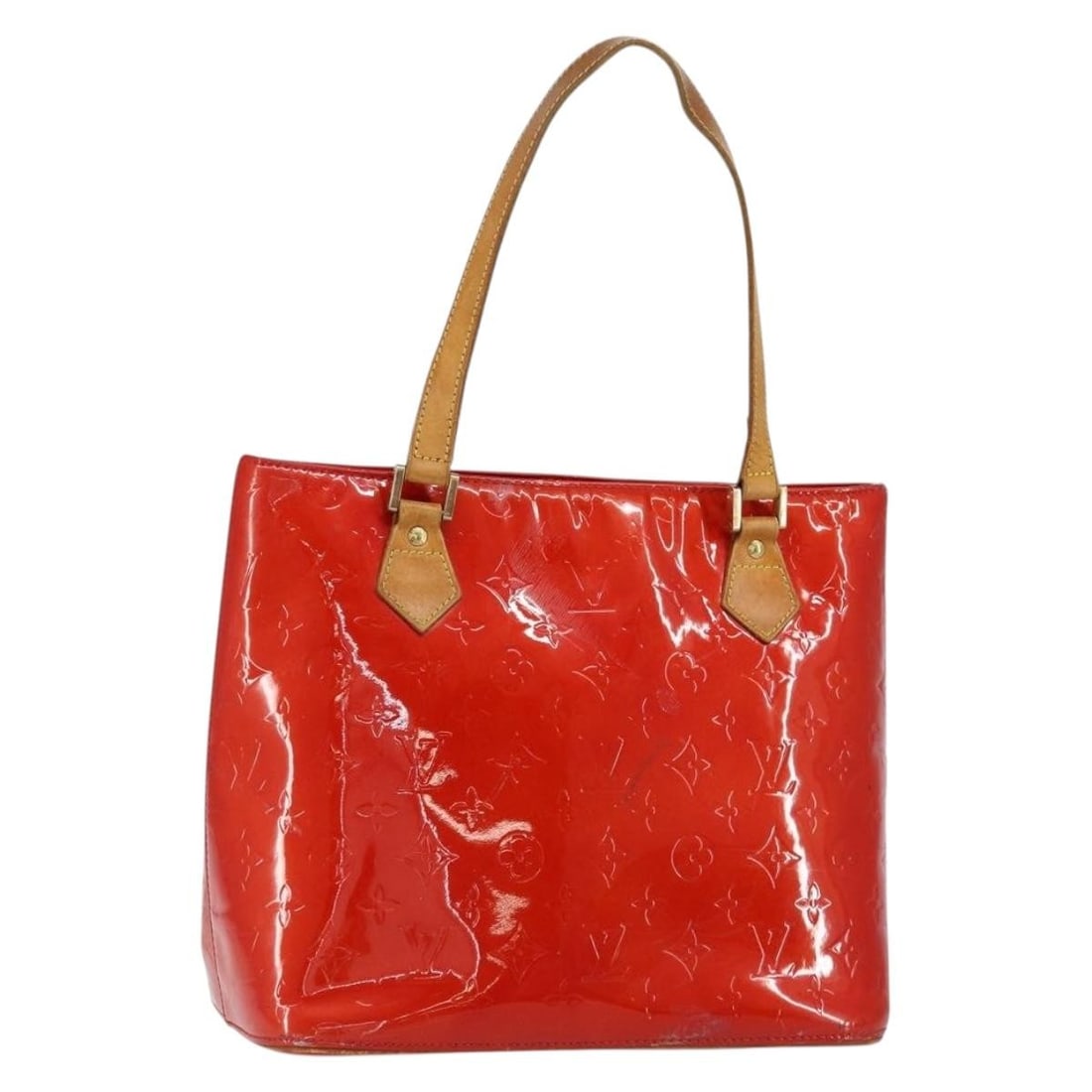 LOUIS VUITTON Monogram Vernis Houston Hand Bag Rouge M91092 Authentic (1 of 18)