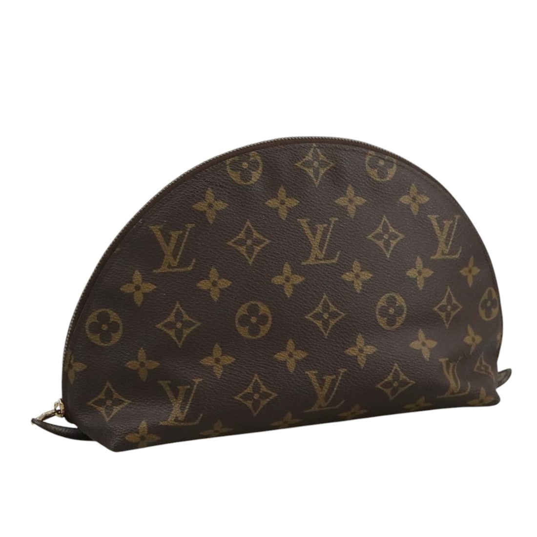 LOUIS VUITTON Monogram Cosmetic Pouch M47520 Auth France: LOUIS VUITTON Monogram Cosmetic Pouch M47520 Auth France This LOUIS VUITTON Monogram Trousse Demi Ronde Cosmetic Pouch (Model M47520) is a stylish accessory crafted from durable Monogram Canvas, showc