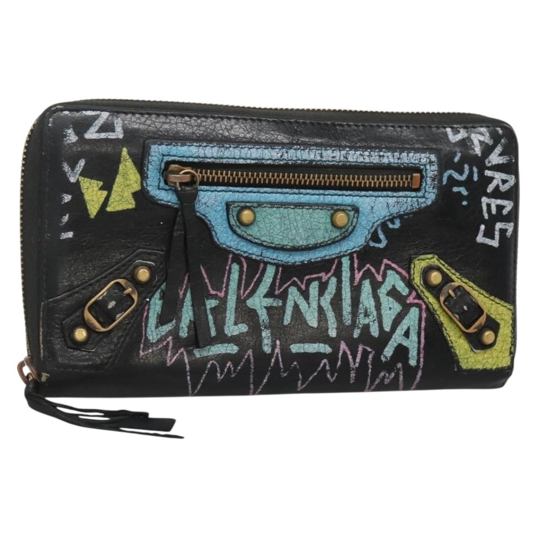 Balenciaga Leather Wallet Black Gold 253036 Made in Italy: Balenciaga Leather Wallet Black Gold 253036 Made in Italy This authentic BALENCIAGA wallet features a sleek black leather exterior with gold accents, combining luxury with practicality. Designed in It