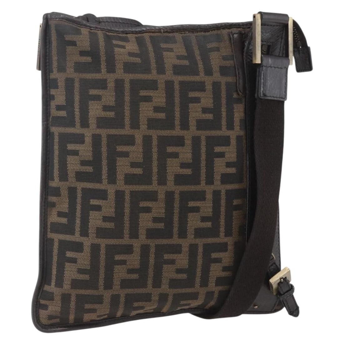 FENDI Zucca Canvas Shoulder Bag Black Brown Gold Authentic: FENDI Zucca Canvas Shoulder Bag Black Brown Gold Authentic This FENDI Zucca Canvas Shoulder Bag is a stylish accessory that combines luxury with practicality. Crafted in Italy, it features a striking