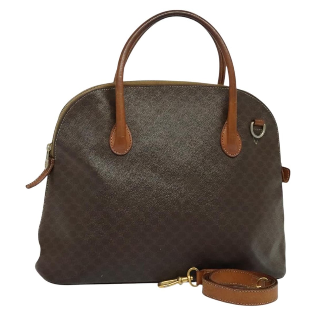 CELINE Macadam Canvas Hand Bag PVC Leather Brown Gold Auth 131004 2-Way Italy: CELINE Macadam Canvas Hand Bag PVC Leather Brown Gold Auth 131004 2-Way Italy This authentic CELINE Macadam Canvas Hand Bag combines style and functionality with its luxurious PVC leather and classic