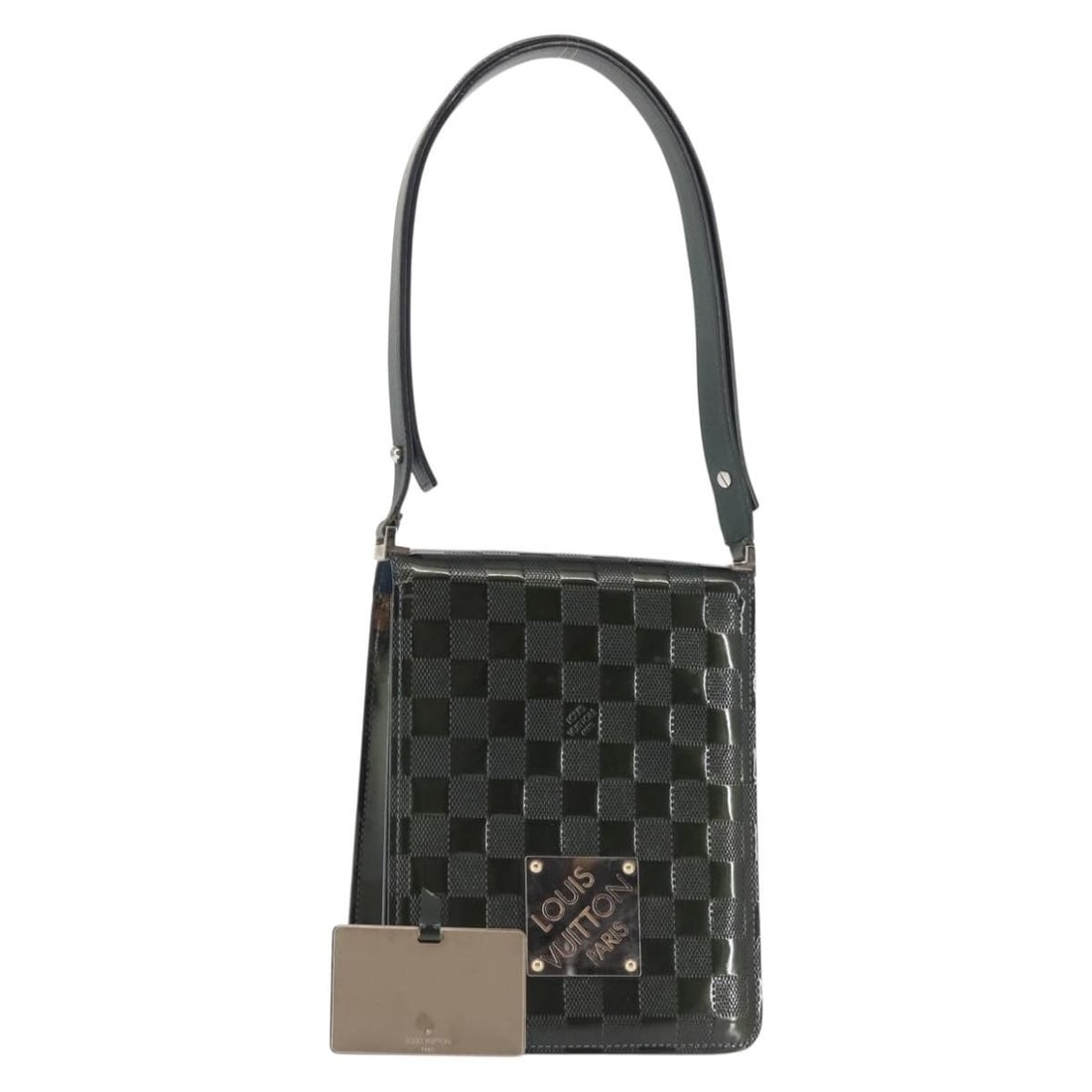 LOUIS VUITTON Damier Vernis Club Shoulder Bag Green Petrol Blue M92128: LOUIS VUITTON Damier Vernis Club Shoulder Bag Green Petrol Blue M92128 Discover the elegance of the LOUIS VUITTON Damier Vernis Club Bag, a stylish shoulder bag crafted from high-quality patent leathe