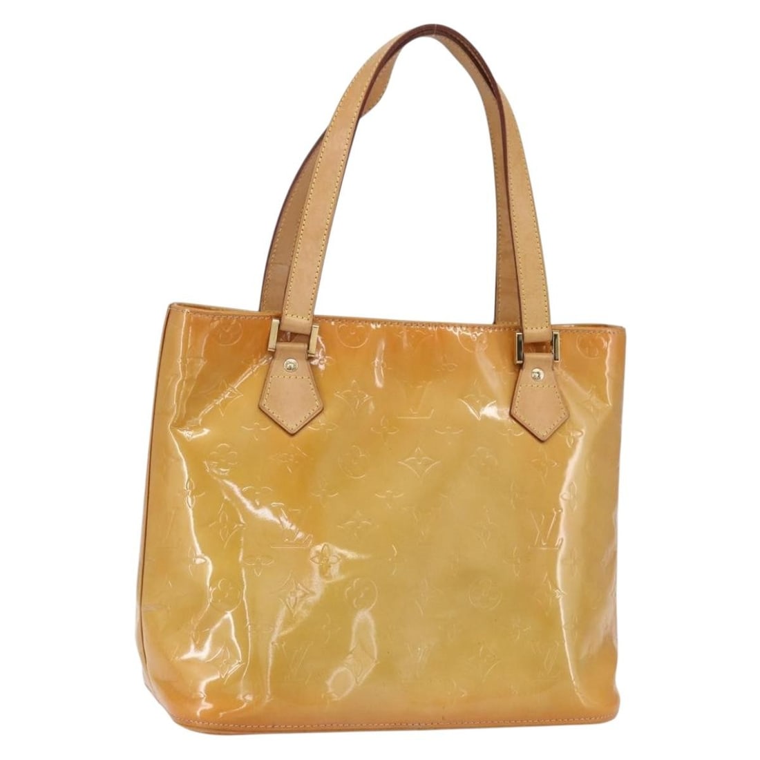 LOUIS VUITTON Monogram Vernis Houston Hand Bag Beige M91004 Auth: LOUIS VUITTON Monogram Vernis Houston Hand Bag Beige M91004 Auth This elegant Louis Vuitton Monogram Vernis Houston Hand Bag in a classic beige hue is crafted from high-quality patent leather, showcas